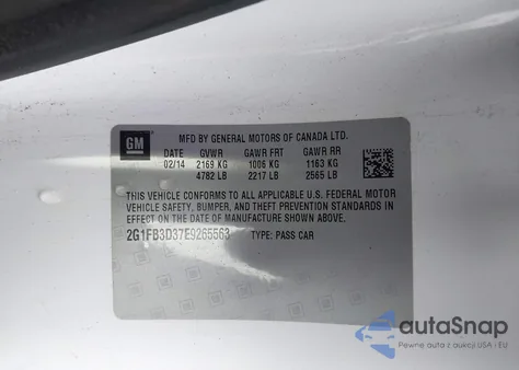 2014 Chevrolet Camaro 1Lt z USA, uszkodzony, nr VIN 2G1FB3D37E9265563